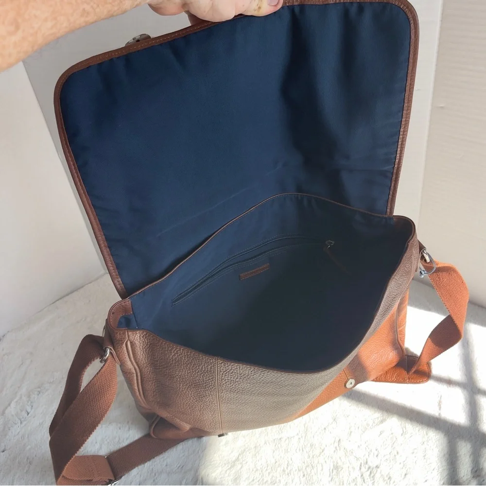 Cole Haan Messenger Leather Bag‎ Flapover Laptop Briefcase Crossbody Brown